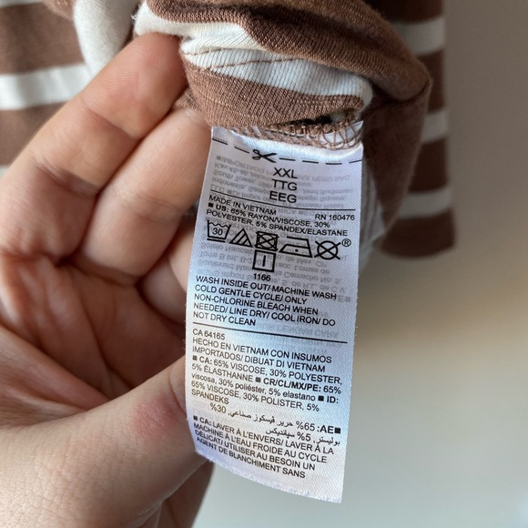 old navy luxe brown & white striped shirt - Picture 3 of 5